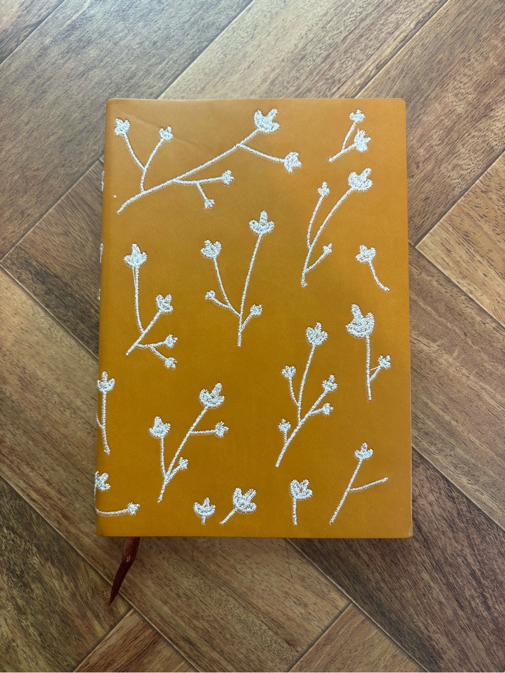 Target Mustard Yellow Journal with White Floral Embroidery